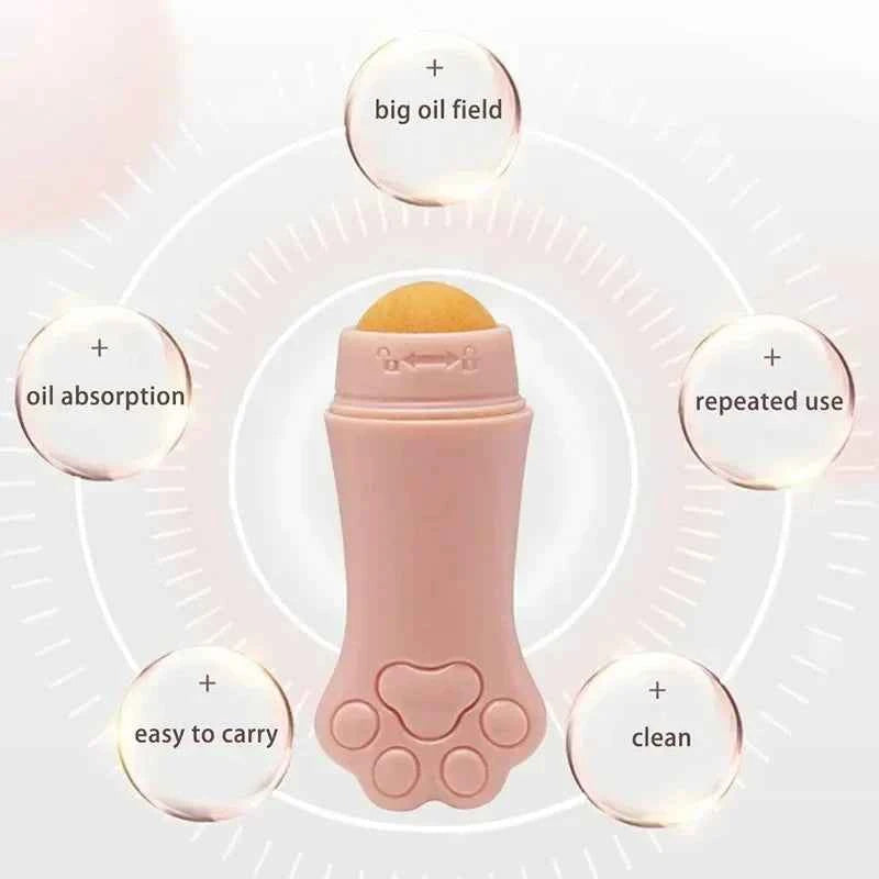 Cute Cat Paw Oil Absorbing Roller – Effortlessly Achieve a Shine-Free Look
